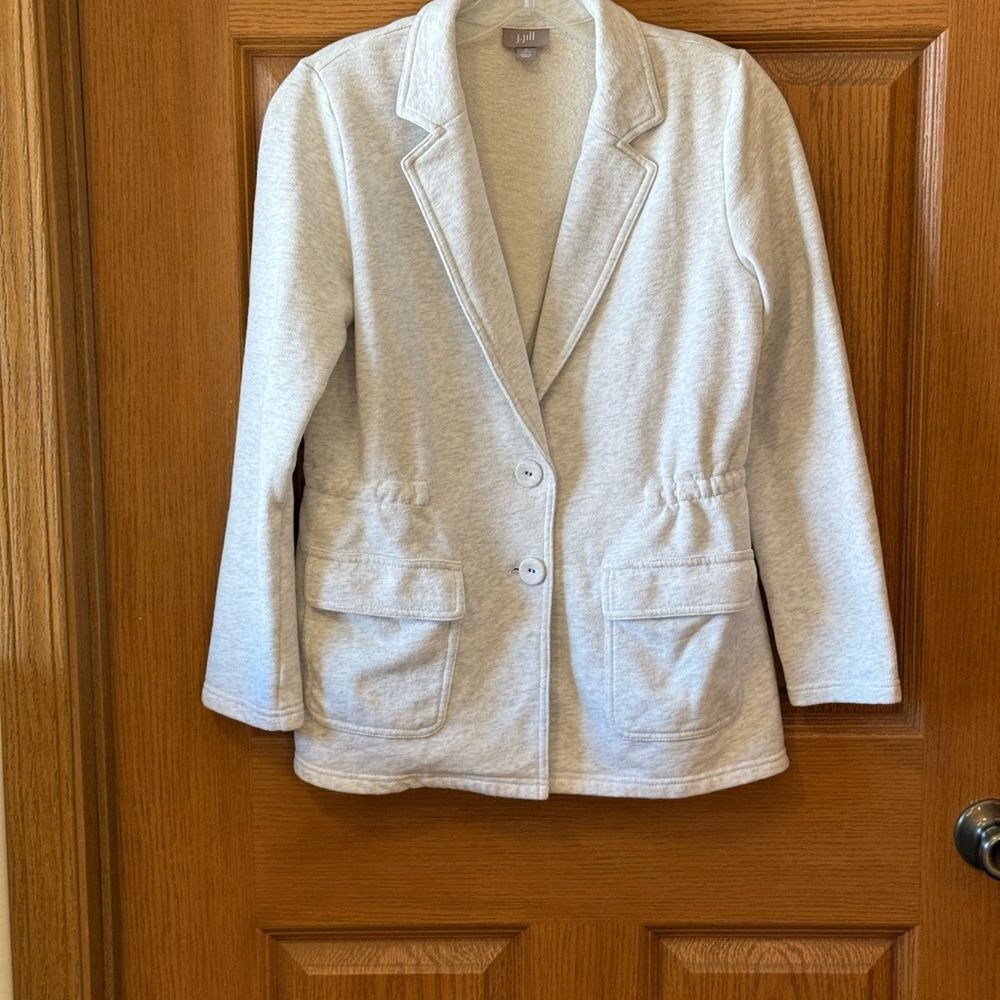 J. Jill Cotton Blend Blazer Womens Size Small Petite Very Light Heather …